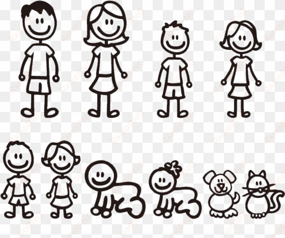 Stick Figure Family - Familia Stickers Para Autos transparent png image