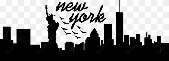 sticker new york skyline et hirondelles ambiance sticker - silhouette