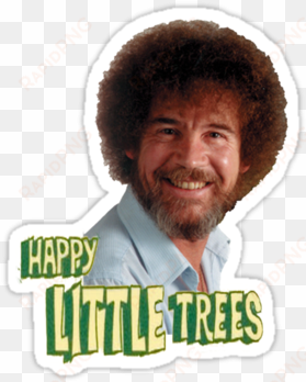 sticker,375x360 - u1 - - bob ross happy little trees