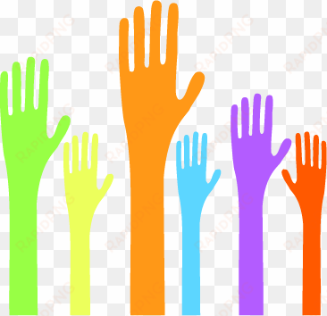 stock vector volunteer hands hands raised to - participar en la comunidad