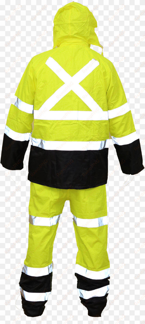 storm yellow/navy 2 piece high viz rain suit 3m scotchlite - retroreflective sheeting