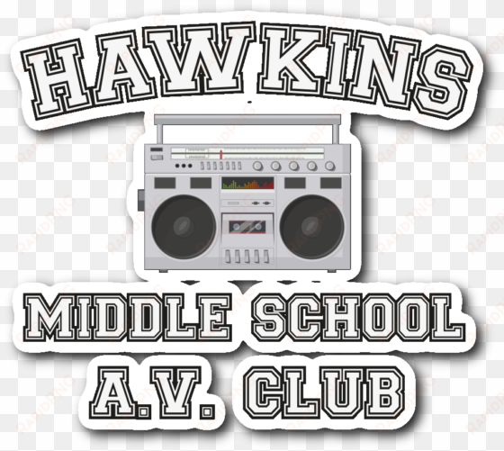 stranger hawkins middle school car bumper decal sticker - hawkins av club transparent logo