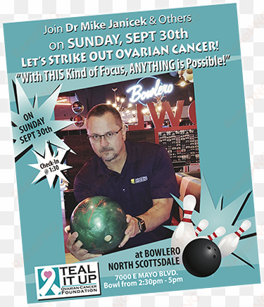 strike out cancer bowling poster - ten-pin bowling