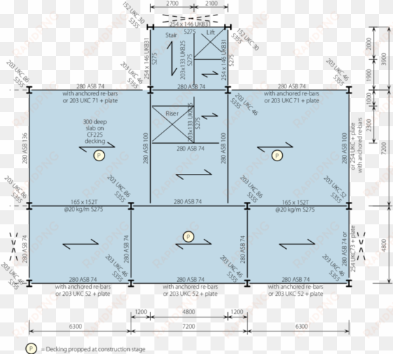 structural layout for shallow plan building - beam and column layout plan