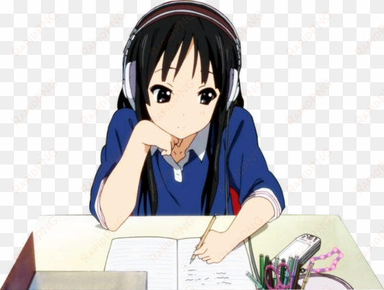 studying , - anime girl doing homework