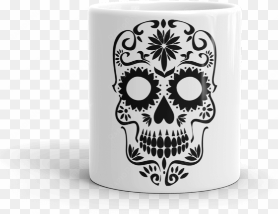 sugar skull silhouette 2400px mockup front view 11oz - sugar skull day of the dead tacos