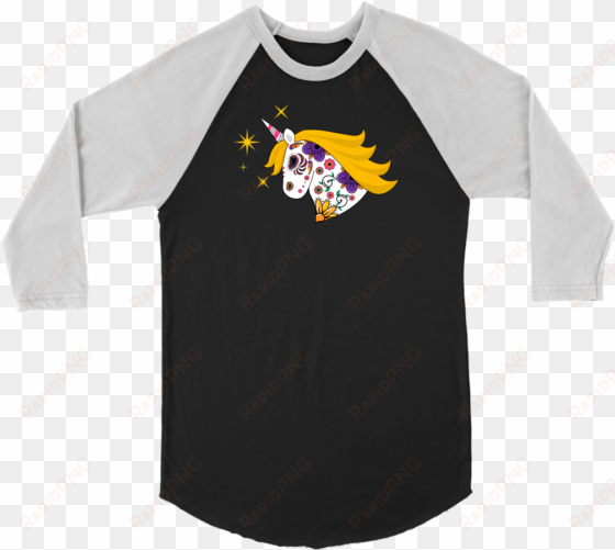 sugar skull unicorn baseball tee - mama bear 3/4 sleeve shirt