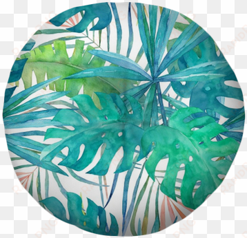 summer seamless pattern with watercolor palm leaves - illustration