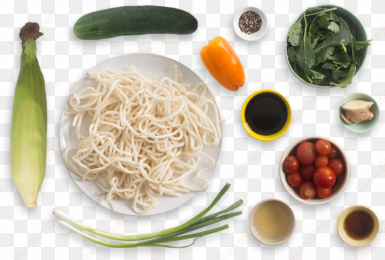 summer udon noodle salad with cherry tomatoes, corn - summer udon recipes