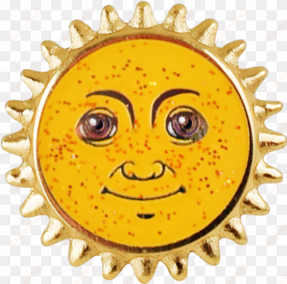 Sun Emoji Pin - Vitreous Enamel transparent png image