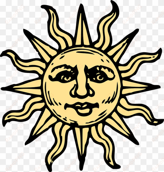 sun woodcut clip art at clker - sun with a face