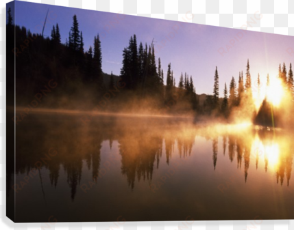 sunbeams through mist on lake canvas print - sunbeams through mist on lake canvas art - natural
