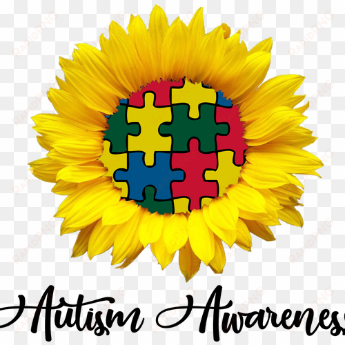 Sunflower Autism Awareness Ladies Long Sleeve - Sunflower Png Free Download transparent png image