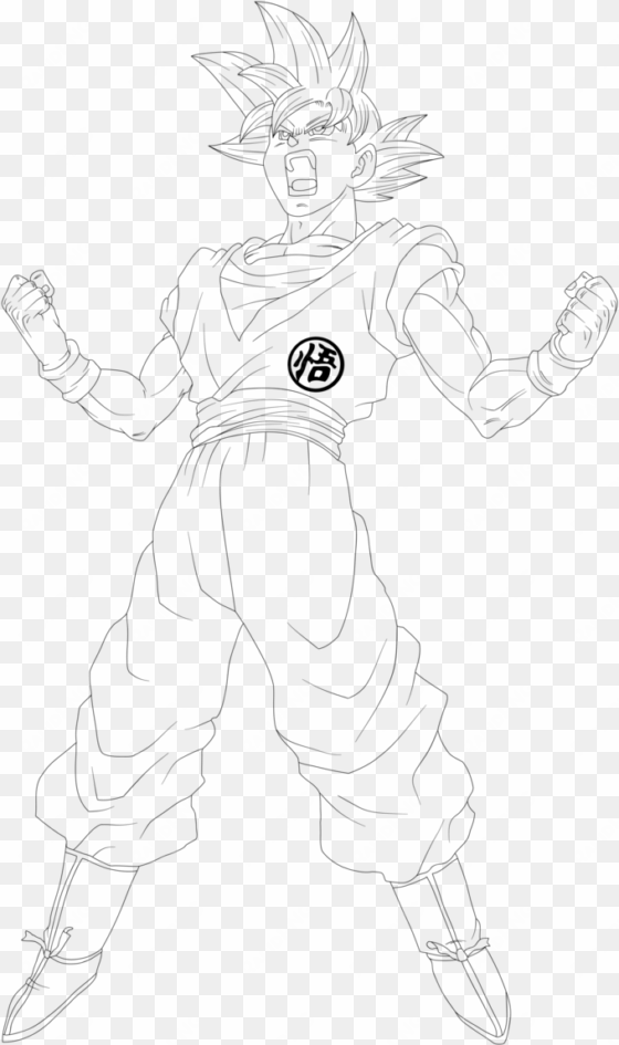 super saiyan god goku power up - line art