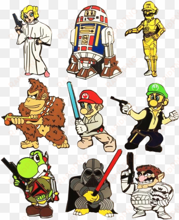 super star wars bros **full set** hat pins - darth bowser hat pin