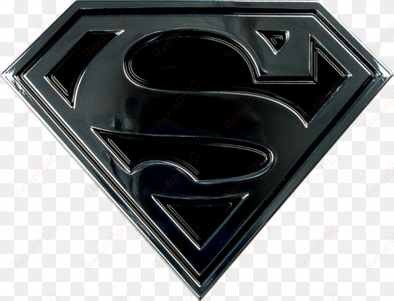 Superman Logo Black And Chrome Premium Emblem - Emblem transparent png image