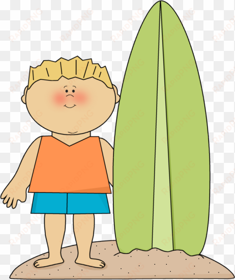 surfing clipart kid beach party - boy with surfboard clipart