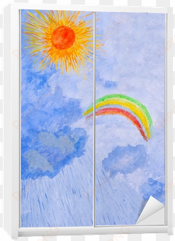 svg free by hand sun rain rainbow wardrobe sticker - sun and rain drawing