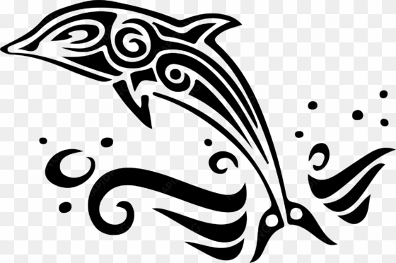 svg free library dolphin tribe tattoo decal animal - black and white dolphin clip art