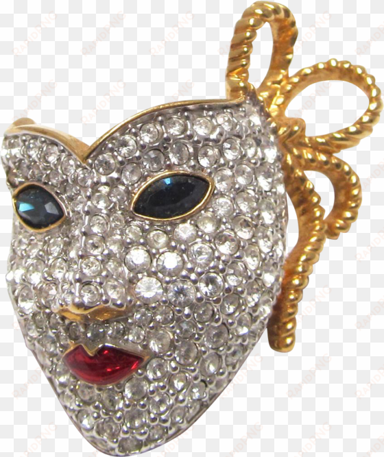 swarovski crystal mardi gras mask brooch red enamel - mask