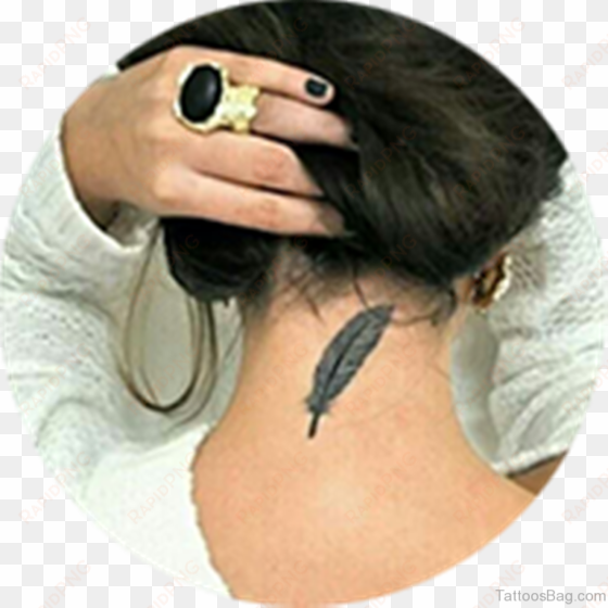 sweet feather tattoo - leaf tattoo on neck