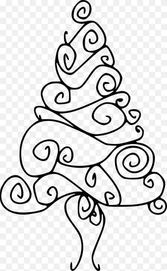 swirly tree clip art - sketch christmas tree template