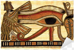 symbol of eye of ra godhood painted at papyrus sticker - egyptian magic by e. a. wallis budge