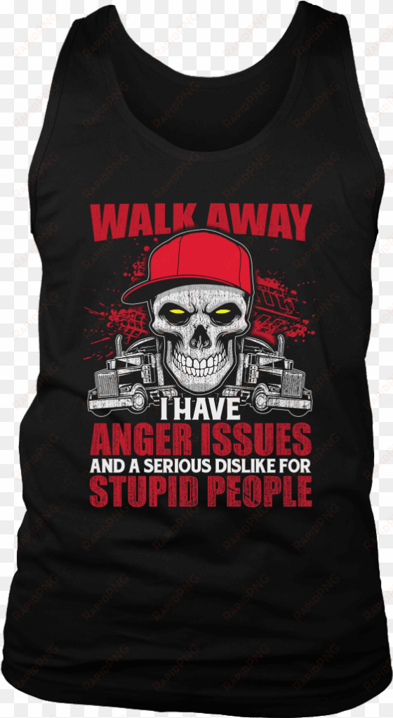 t-shirt district mens tank / black / s walk away stupid - october birthday shirts for women