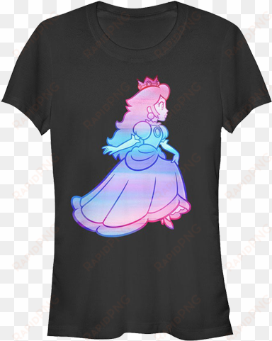 t-shirt - princess peach - rainbow fade - black - front - black princess peach shirt