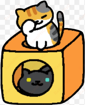 tabitha washing on the orange cube while pepper just - neko atsume tabitha fan art