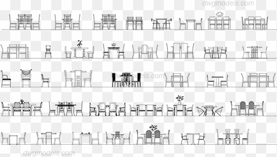 tables and chairs elevation dwg, cad blocks, free download - table