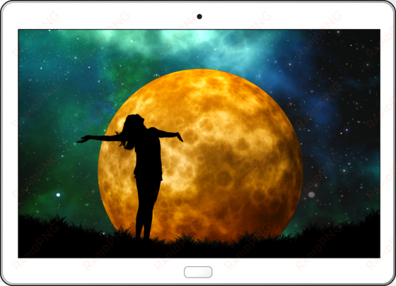 tablet moon woman silhouette joy 1704846 - moon with a colorful night: blank 150 page lined journal