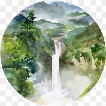 tampa area birth doula care - watercolor waterfall in mountain