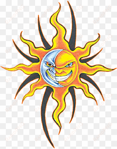 tattoo clipart half sun - evil sun and moon