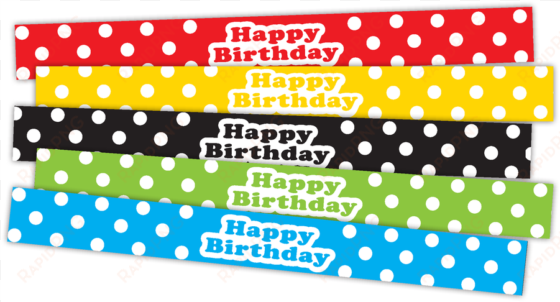 tcr20665 polka dots happy birthday slap bracelets image - polka dots happy birthday slap bracelets