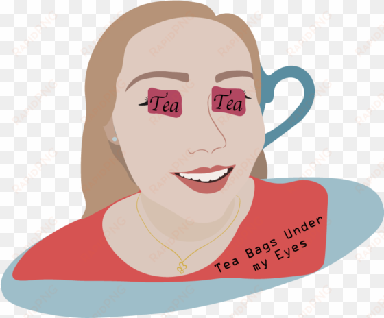 tea bags under eyes - illustration