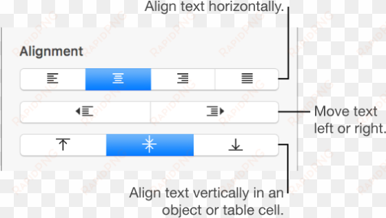 the alignment section of the sidebar showing buttons - alinear texto a la izquierda