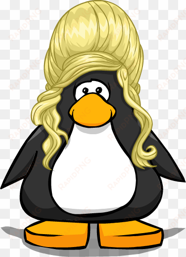 the blonde beehive from a player card - penguin with a horn