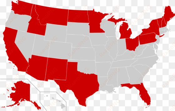 the border states of the united states - us red blue map 2018