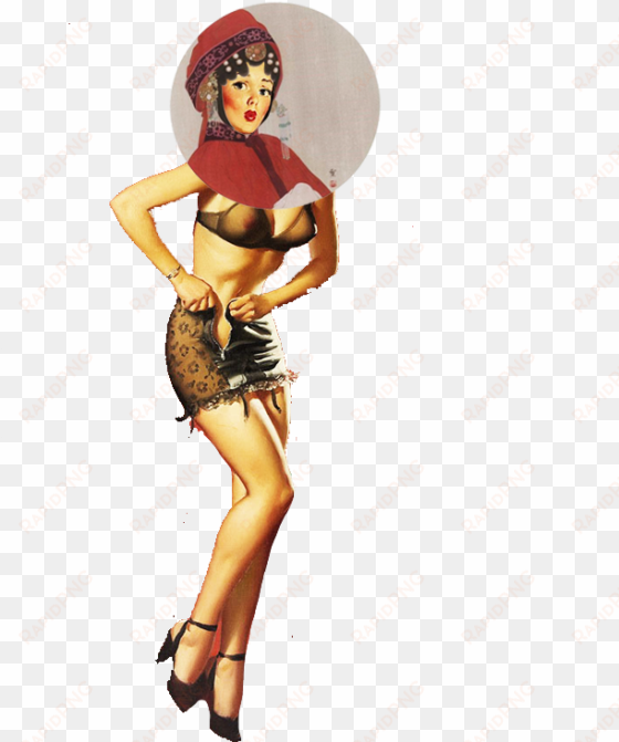 the contrast between western pinup girl and eastern - illustration
