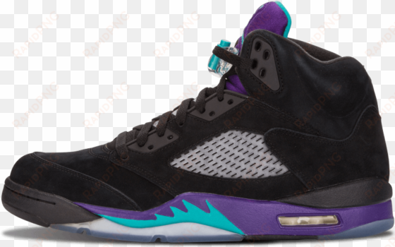 The Daily Jordan - Black Purple And Green Jordan 5 transparent png image