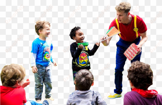 the dev doing a magic trick with kids - child