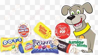 the eight dog toys depict favorite candies including - dots