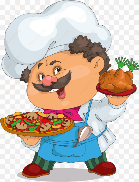 the fat big uncle catering trade chef cartoon background - Пиццей На Прозрачном Фоне