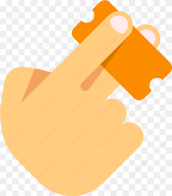the icon is a hand with its index finger and middle - hand with tickets icon