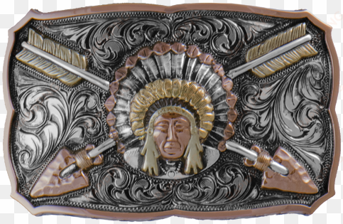 the indian chief concho, with full-feathered headdress, - carving