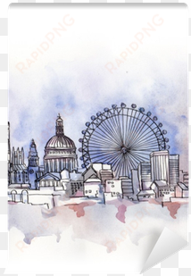 the panoramic view of london watercolor of european - london