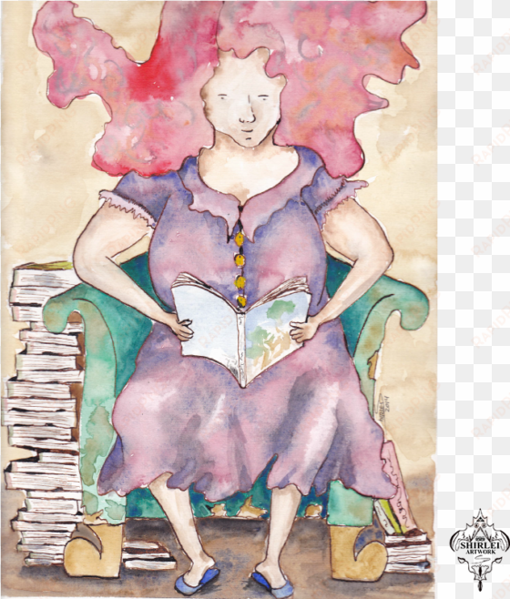 the reader watercolor, character illustration - watercolor painting