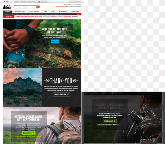 the rei website places a semiopaque black box behind - text on image website