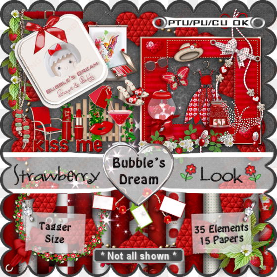 the strawberry look ~ scrapkit * tagger size/cu ok - strawberry